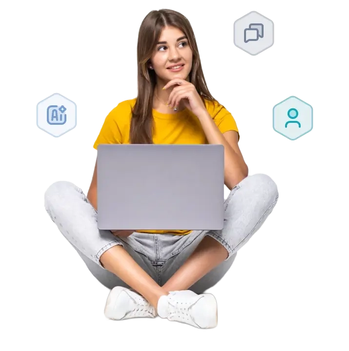 A woman working on her laptop