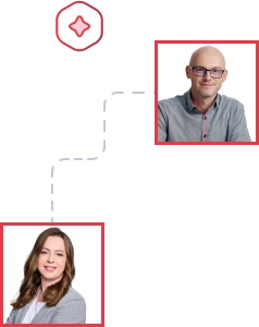Programmers beside a red icon