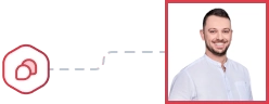 Programmer beside a red icon